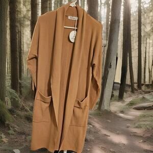 Anatomie Women's Long Open-Front Pocket Cardigan - Camel